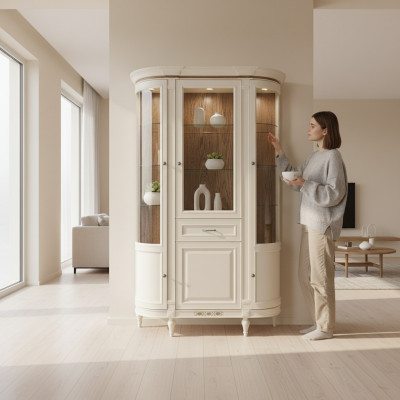 Classic cabinets, showcase, wood, noble luxury, glass cabinet, wooden shelf
