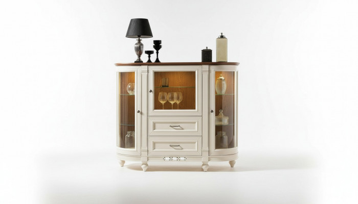 Display cabinet, cupboard, glass shelf, display shelves, wood cabinets, bar, living room.