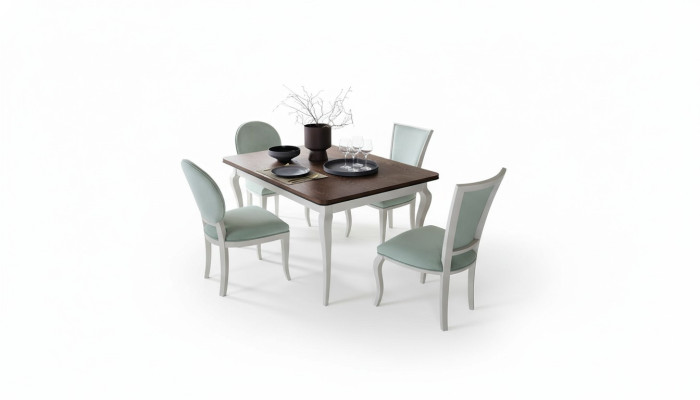 Classic dining table set, wooden table, dining room, 4x chairs, chair set