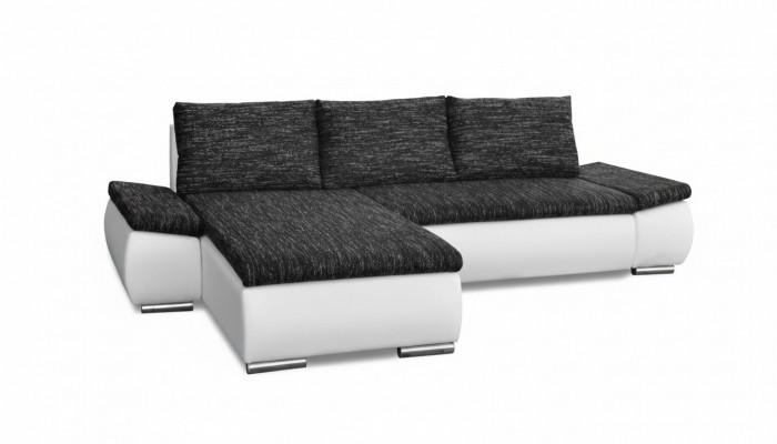 Modern design L-shaped corner sofa with bed function, leather textile couches new.
