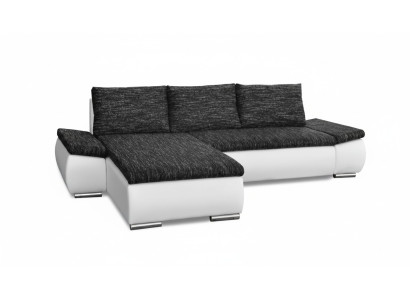 Modern design L-shaped corner sofa with bed function, leather textile couches new.