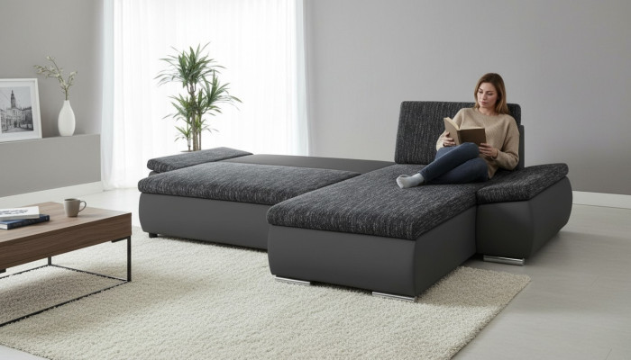 Design corner sofa sleeper sofa bed function couch leather textile upholstery sofas