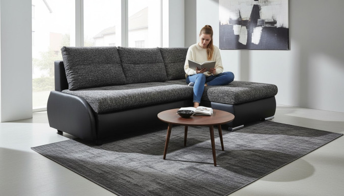 Design corner sofa, sleeper sofa, sofas, bed function, couch, leather, textile, upholstery, new
