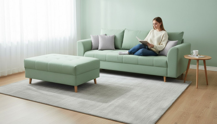 Sectional L-shaped sofa couch upholstery sofas living landscape fabric sofa ottoman