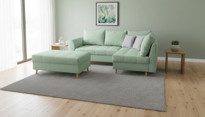 Sectional L-shaped sofa couch upholstery sofas living landscape fabric sofa ottoman