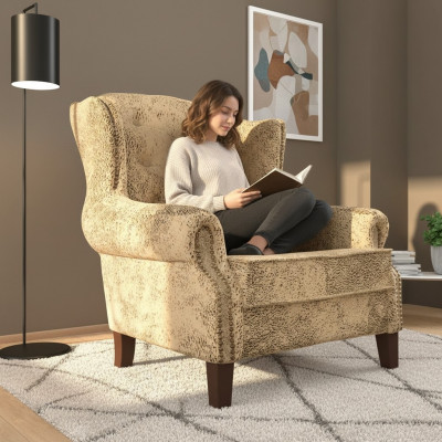 Wing chair lounge TV club cushion seat armchair design couch sofa