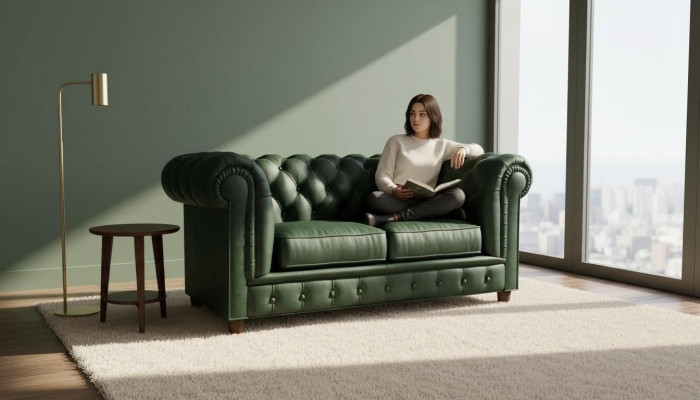 Chesterfield Luxury 2-Seater Couch Upholstered Sofa Fabric Sofas Set New