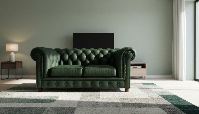Chesterfield Luxury 2-Seater Couch Upholstered Sofa Fabric Sofas Set New