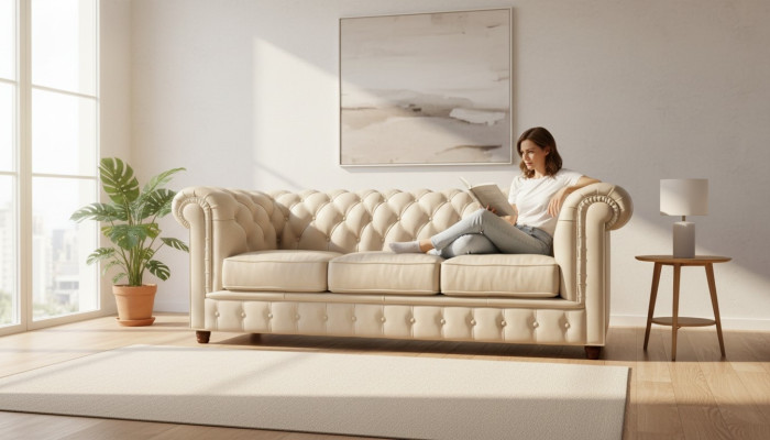 Design Chesterfield Sofa Couch Upholstered Sofas Couches Seating Set Leather