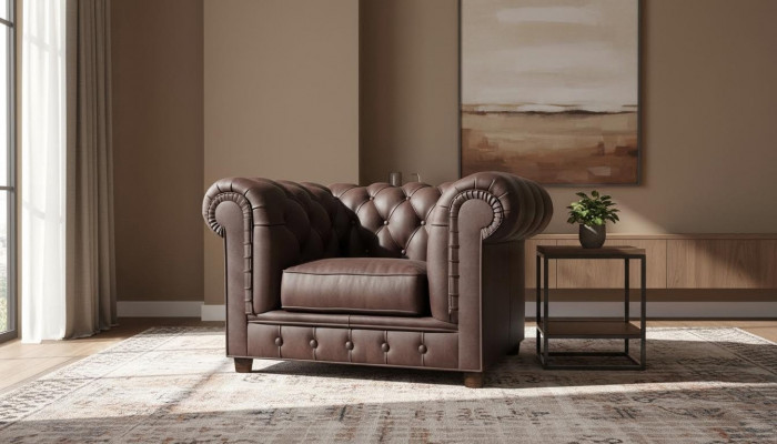 Chair, TV Seat, Club Lounge, Textile, Leather, Noble Design Chesterfield