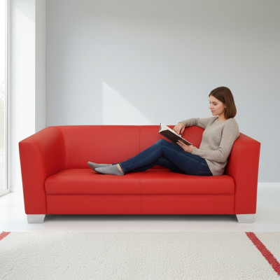 Sofa 3-seater design sofas upholstered couches relax leather modern three-seater new