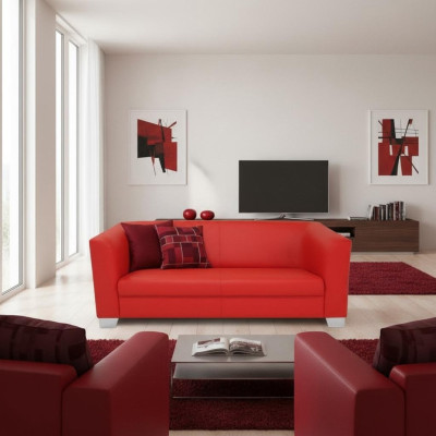 Sofa 3-seater design sofas upholstered couches relax leather modern three-seater new