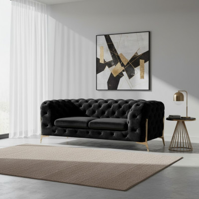 Design Chesterfield Sofa 2-seater couch velvet upholstery fabric sofas two-seater new