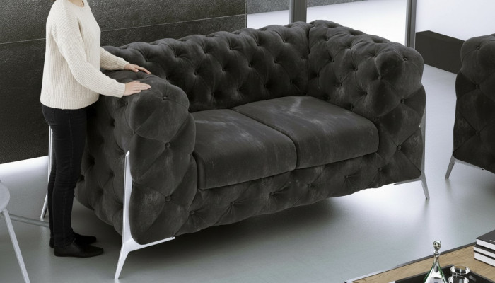 Chesterfield Couch 2-Seater Upholstered Seat Fabric Textile Couches Leather Sofas Sofa