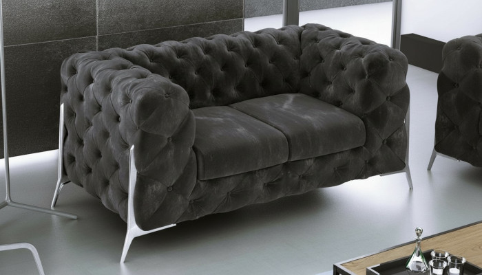 Chesterfield Couch 2-Seater Upholstered Seat Fabric Textile Couches Leather Sofas Sofa