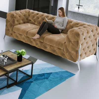 Chesterfield Three-Seater Comfortable Designer Living Room 3-Seater Sofa