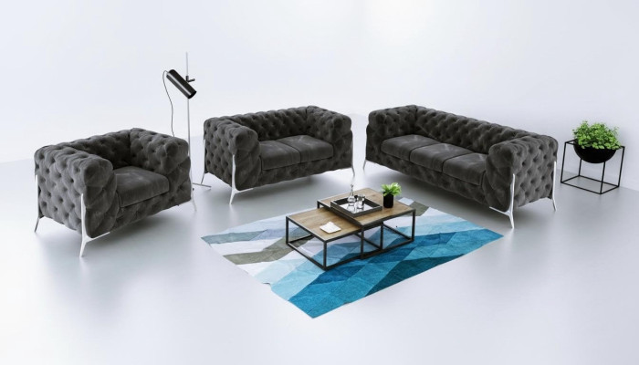 Designer Chesterfield Sofa Set Couch Upholstery Set 321 Seater Velvet Set