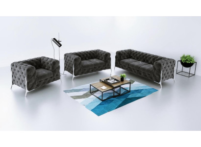 Designer Chesterfield Sofa Set Couch Upholstery Set 321 Seater Velvet Set