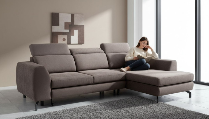 Design corner sofa, sleeper sofa, bed function, couch, textile upholstery, sofas, bed box