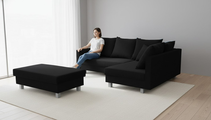L-shaped corner sofa with pouf design sofa corner sofa couch upholstery textile sofas new