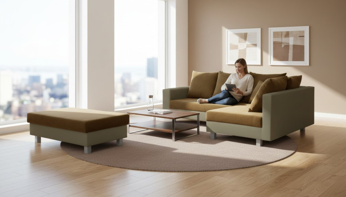 Sofa L-shape leather sofa textile couch living landscape corner sofa suite upholstery