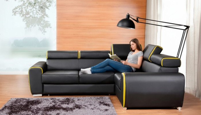 Design corner sofa L-shape with sleeping function couch leather fabric sofas couches