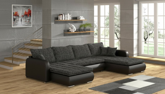 Design U-shaped corner sofa with bed function couch leather textile sofa new living landscape