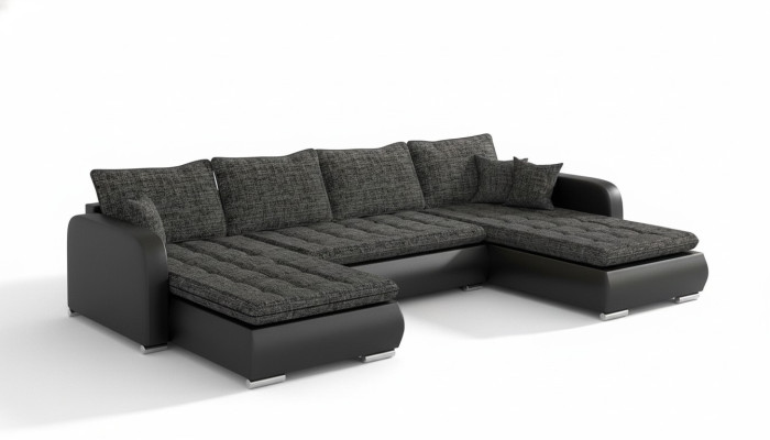 Design U-shaped corner sofa with bed function couch leather textile sofa new living landscape