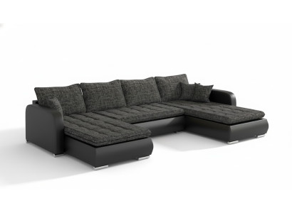 Design U-shaped corner sofa with bed function couch leather textile sofa new living landscape