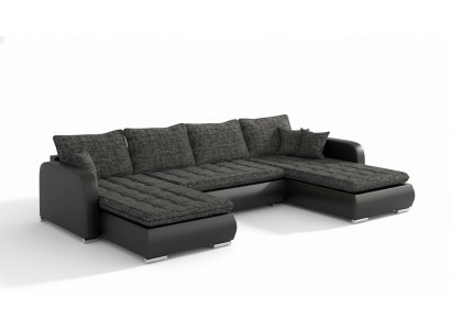 Design U-shaped corner sofa with bed function couch leather textile sofa new living landscape