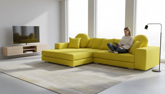 Yellow corner sofa corner couch corner suite upholstered sofa couches sofas living landscape