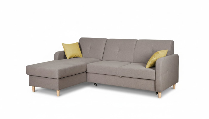 Sectional L-shaped sofa couch design upholstery modern fabric with bed function grey fabric