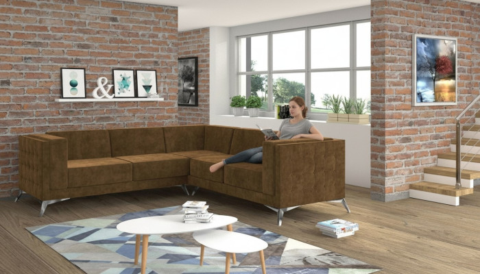 Design corner sofa L-shaped sofa couch upholstery classic couches corner sofas brown new