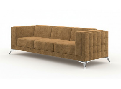 Three-seater couch upholstered fabric Chesterfield sofa set