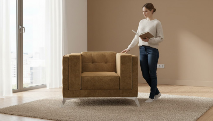 Chesterfield armchair TV couch 1-seater sofa fabric couches upholstery textile