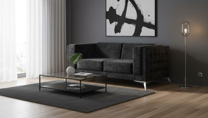 Sofa 2-seater fabric couch textile two-seater design modern seat upholstered sofas.