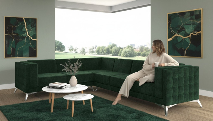 Corner sofa sofa couch upholstery L-shape living landscape seating suite decor sofas