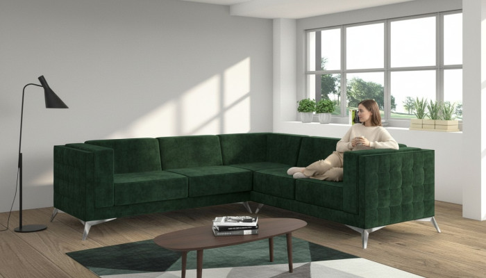 Sofa L-Shape Chesterfield Couch Living Area Set Design Classic