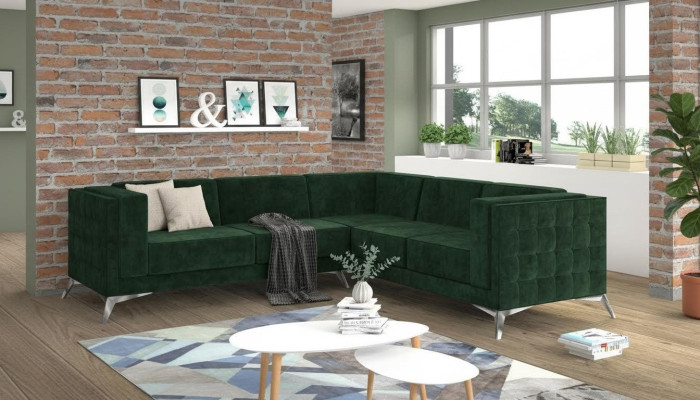 Sofa L-Shape Chesterfield Couch Living Area Set Design Classic