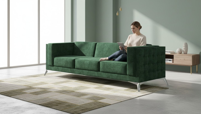 Three-seater 3-seater couch upholstered sofa fabric Chesterfield couch set