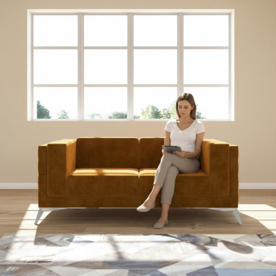 Two-seater Chesterfield upholstered couch fabric sofas seating suite