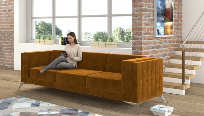 Big Couch Upholstery Sofa Textile Chesterfield Sofas Fabric XXL Three-Seater 3-Seater