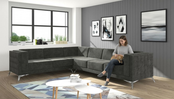 Living Landscape Corner Sofa L-Shape Sofa Couch Decor Design Couch Textile Modern