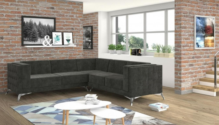 Living Landscape Corner Sofa L-Shape Sofa Couch Decor Design Couch Textile Modern