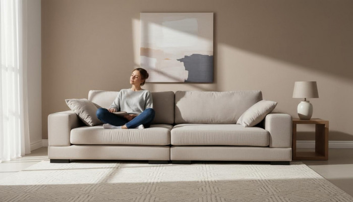 Sofa 4-seater fabric sofas luxury designer couch big upholstered lounge 274cm