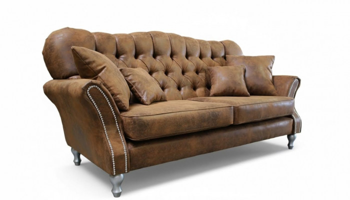 Vintage Chesterfield Sofa Set Couch Upholstery Sofa Leather 3+1 Seater Set