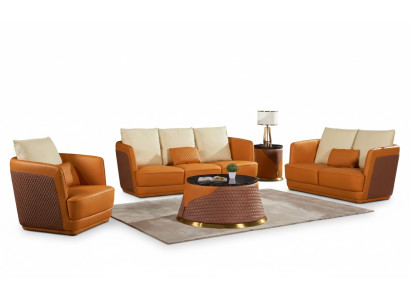 Living landscape sofa set 3+2+1 seat leather sofa couch suite