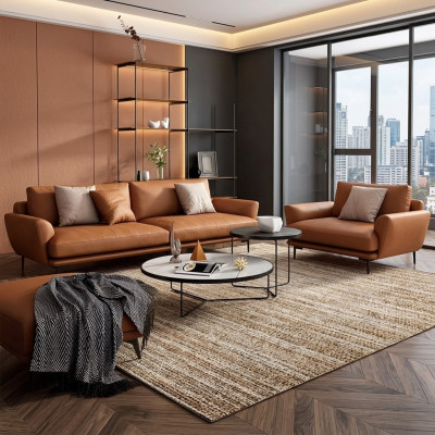 Upholstered Couches Fabric Luxurious Living Room Sofa Set 3+2+1 Set Leather