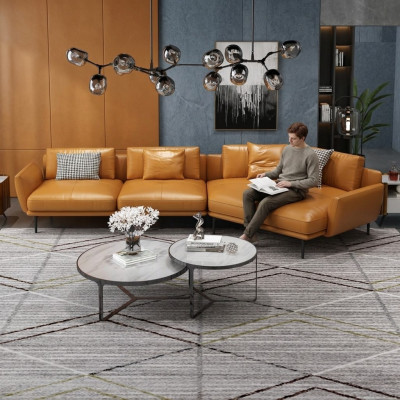Sectional sofa L-shaped leather sofa couch living room set trapeze modern sofas