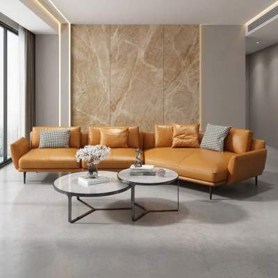 Sectional sofa L-shaped leather sofa couch living room set trapeze modern sofas
